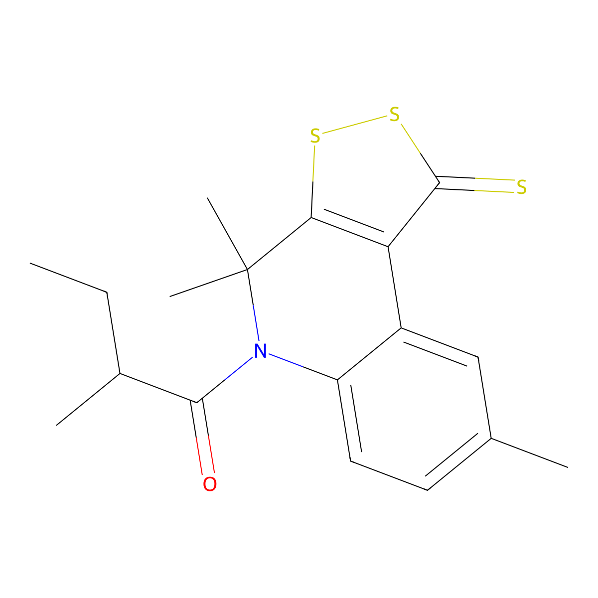 4,4,8-trimethyl-5-(2-methylbutanoyl)-4,5-dihydro-1H-[1,2]dithiolo[3,4-c]quinoline-1-thione molecular structure, CAS 351337-98-9