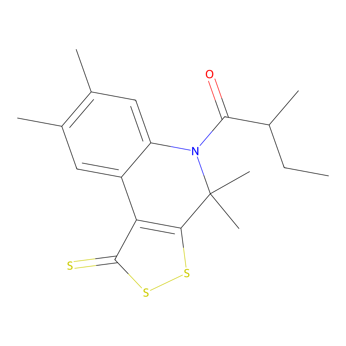 4,4,7,8-tetramethyl-5-(2-methylbutanoyl)-4,5-dihydro-1H-[1,2]dithiolo[3,4-c]quinoline-1-thione molecular structure, CAS 351337-99-0