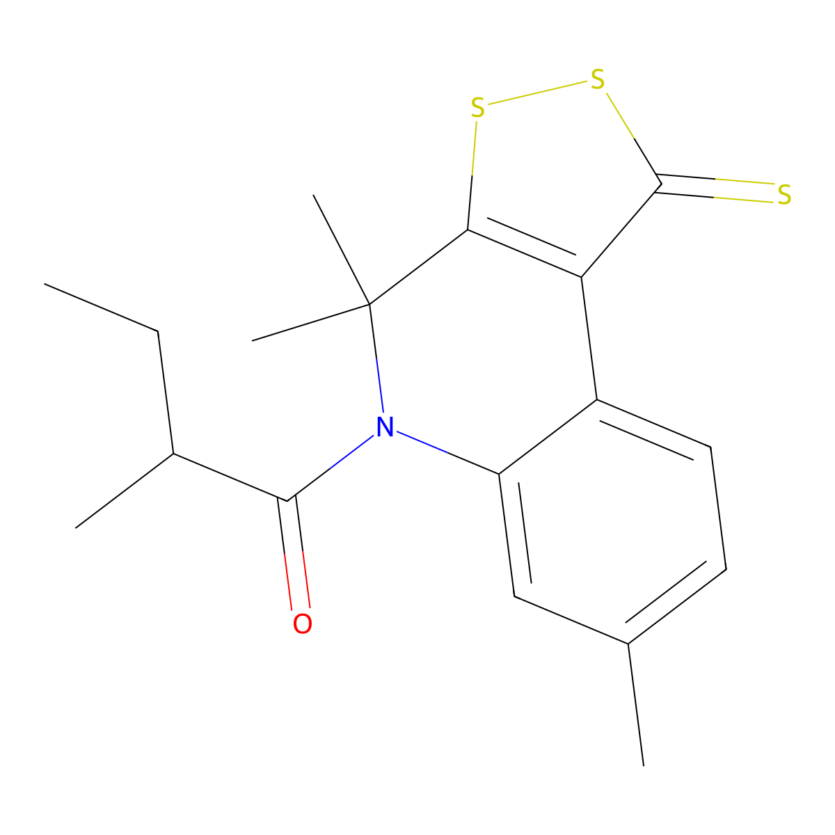 4,4,7-trimethyl-5-(2-methylbutanoyl)-4,5-dihydro-1H-[1,2]dithiolo[3,4-c]quinoline-1-thione molecular structure, CAS 351338-00-6