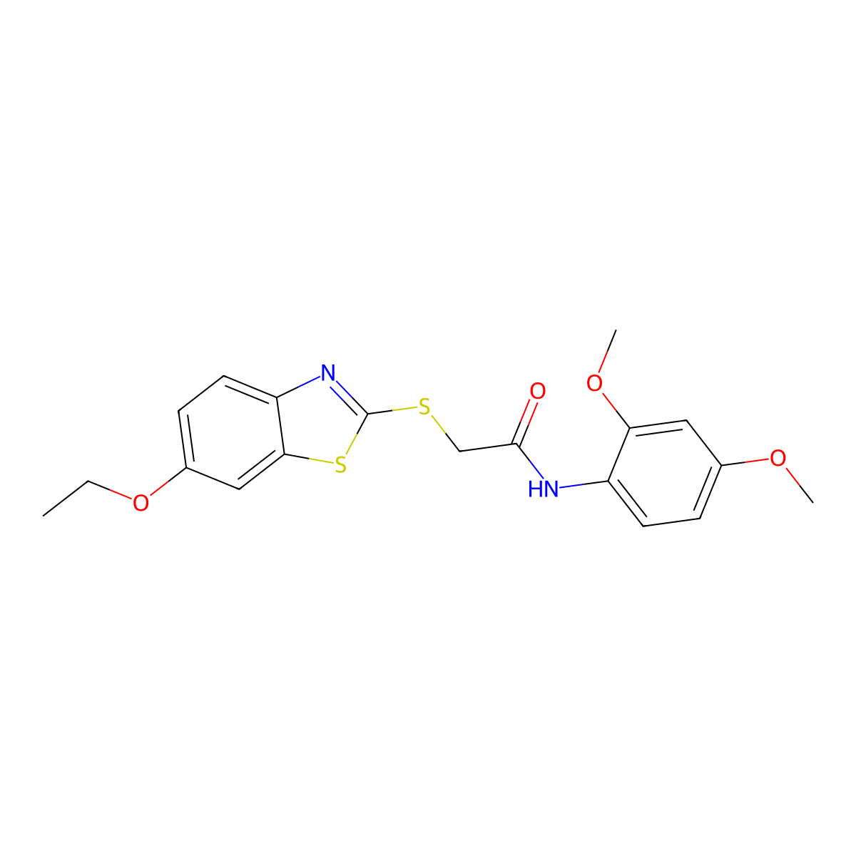 N-(2,4-dimethoxyphenyl)-2-[(6-ethoxy-1,3-benzothiazol-2-yl)sulfanyl]acetamide molecular structure, CAS 351338-79-9