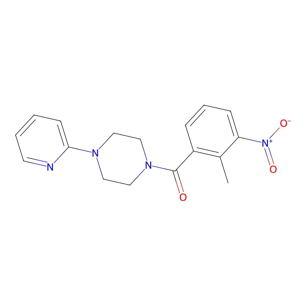 (2-Methyl-3-nitrophenyl)-(4-pyridin-2-ylpiperazin-1-yl)methanone molecular structure, CAS 351338-86-8