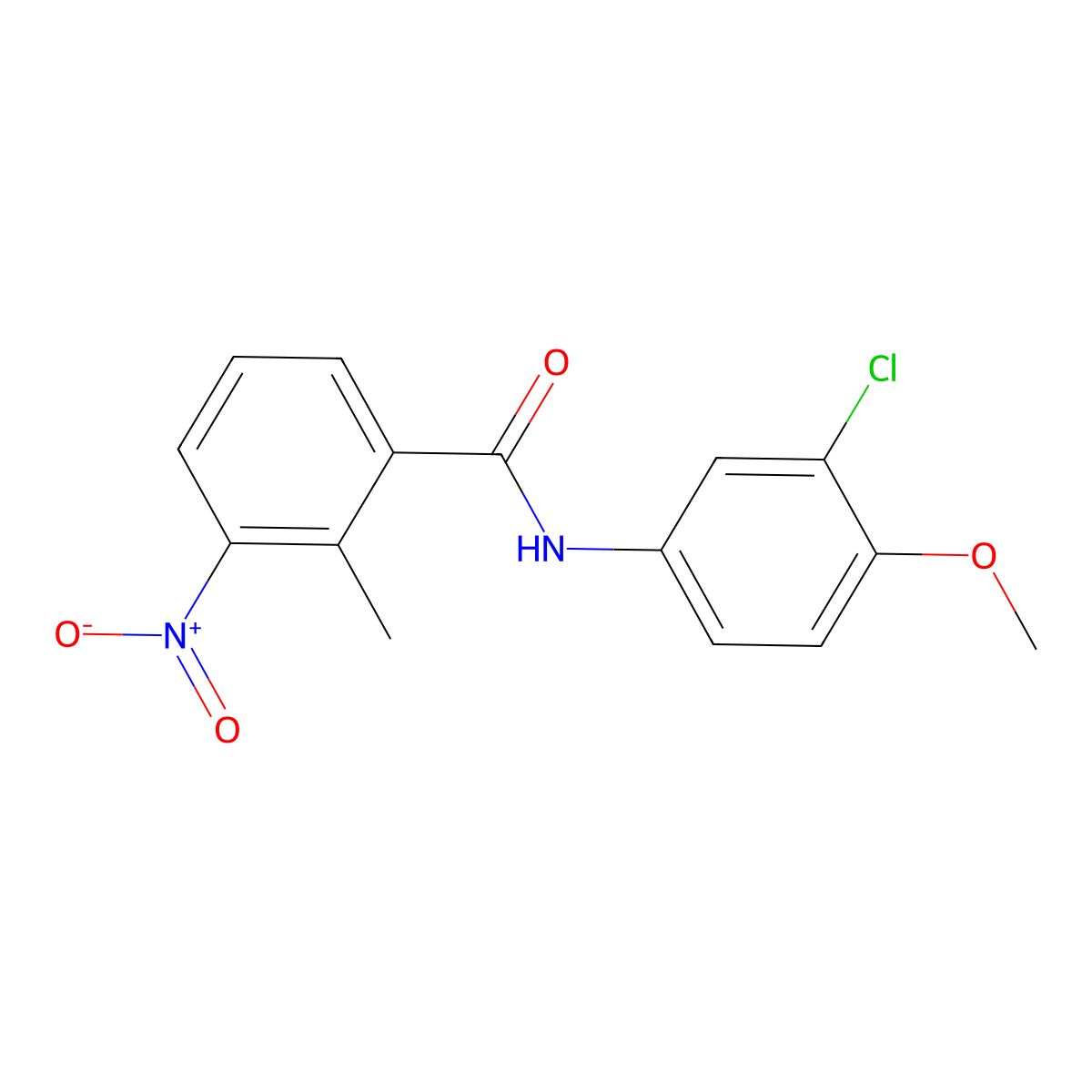 N-(3-chloro-4-methoxyphenyl)-2-methyl-3-nitrobenzamide molecular structure, CAS 351338-89-1