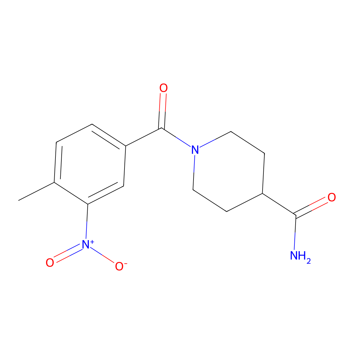 1-(4-Methyl-3-nitrobenzoyl)piperidine-4-carboxamide molecular structure, CAS 351338-94-8