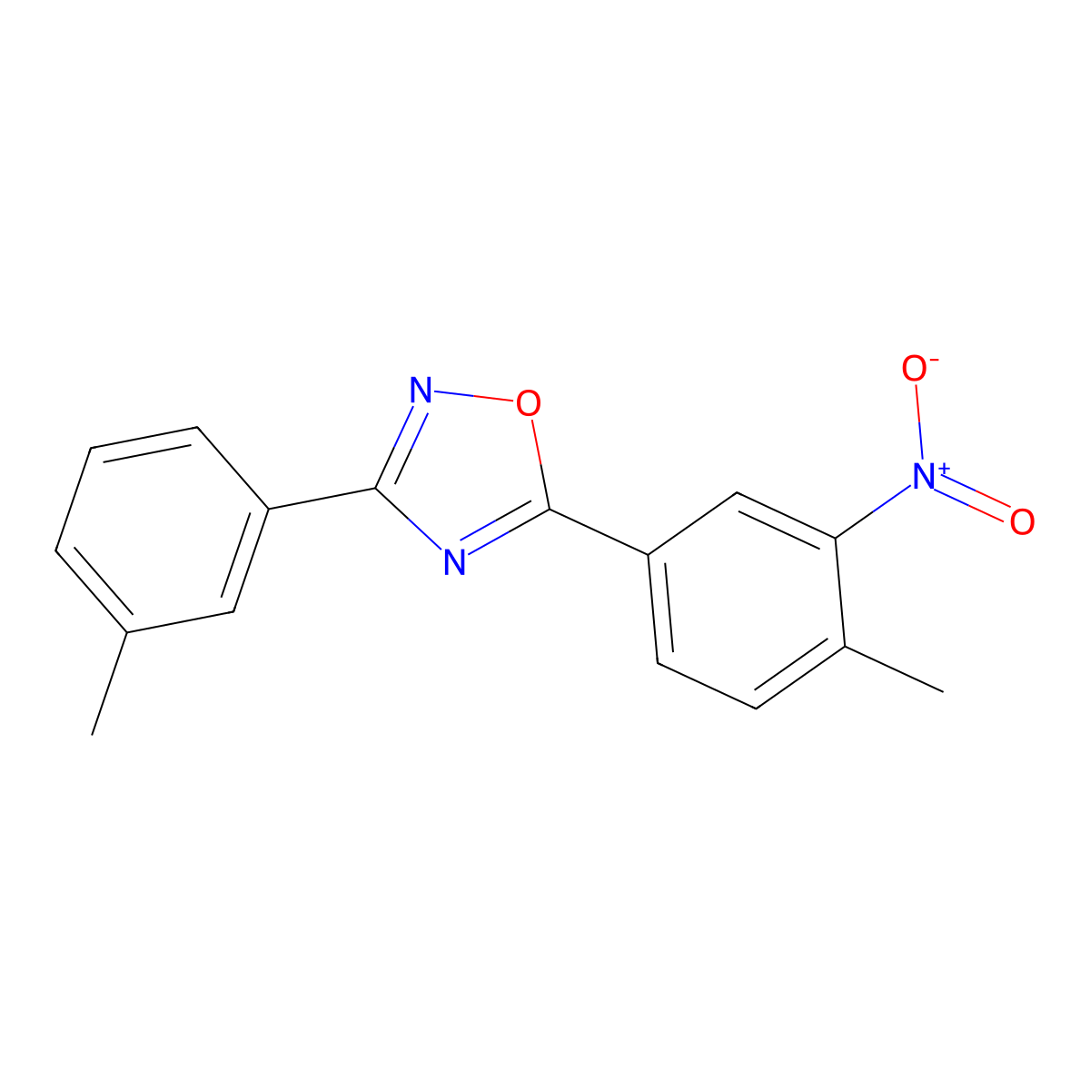 5-(4-Methyl-3-nitrophenyl)-3-(3-methylphenyl)-1,2,4-oxadiazole molecular structure, CAS 351338-96-0