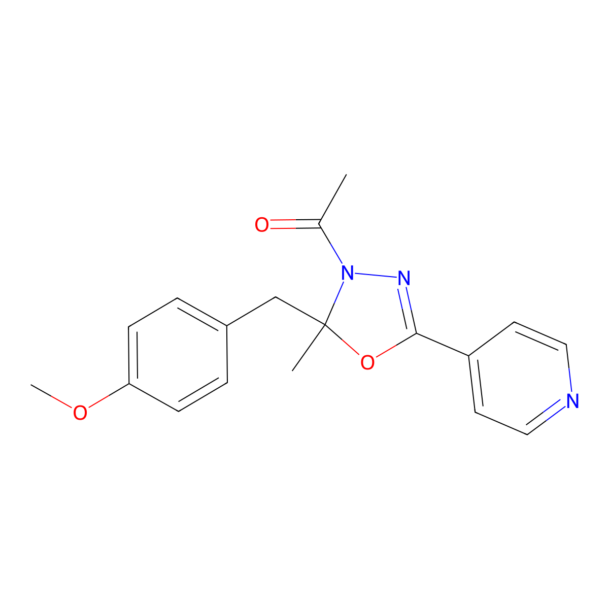 1-[2-[(4-Methoxyphenyl)methyl]-2-methyl-5-pyridin-4-yl-1,3,4-oxadiazol-3-yl]ethanone molecular structure, CAS 351338-99-3