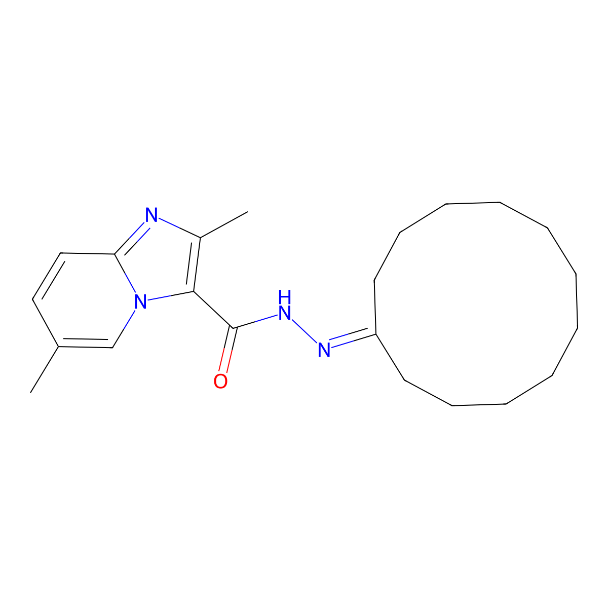N'-cyclododecylidene-2,6-dimethylimidazo[1,2-a]pyridine-3-carbohydrazide molecular structure, CAS 351339-08-7