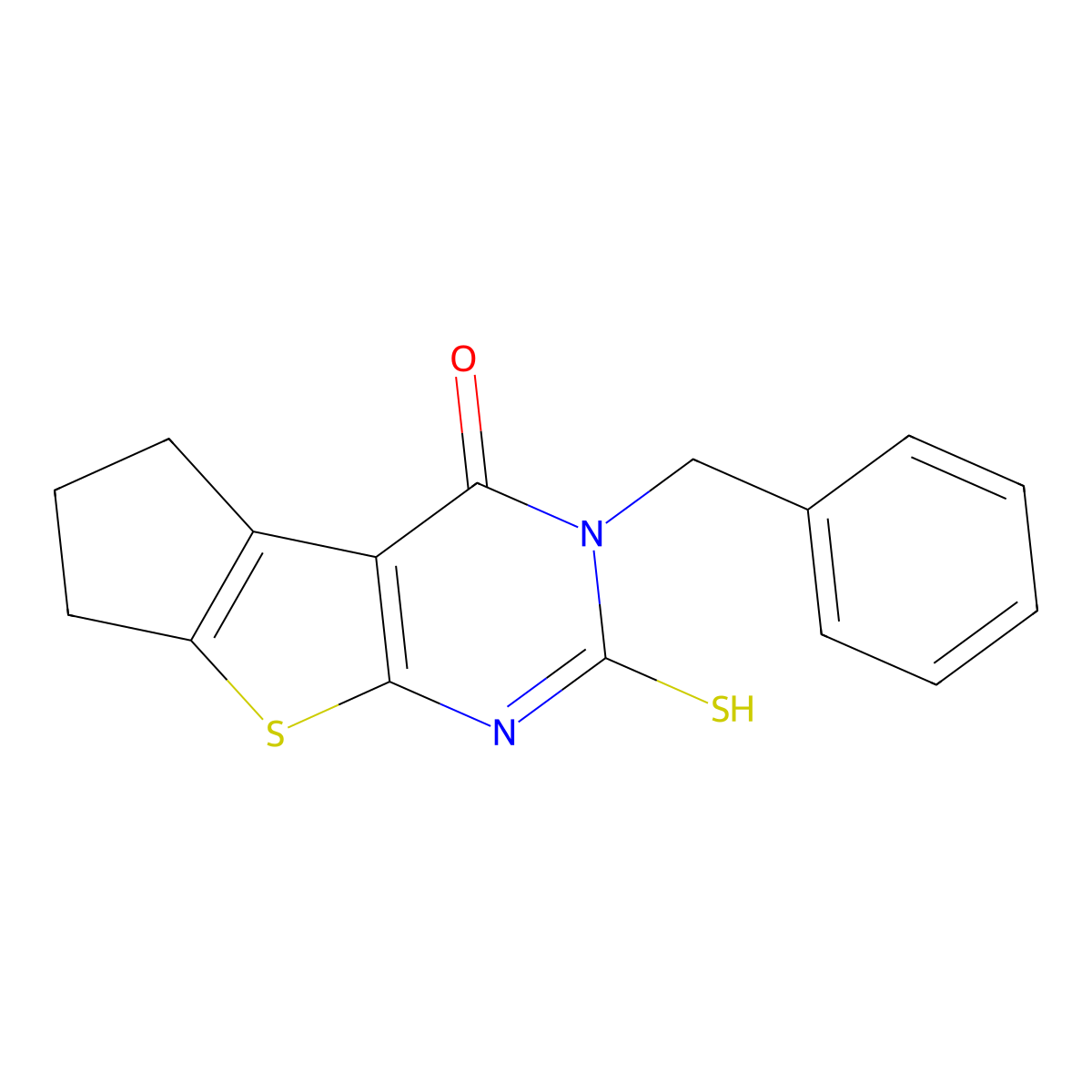 5-Benzyl-6-mercapto-1,2,3,5-tetrahydro-8-thia-5,7-diaza-cyclopenta[a]inden-4-one molecular structure, CAS 351342-01-3