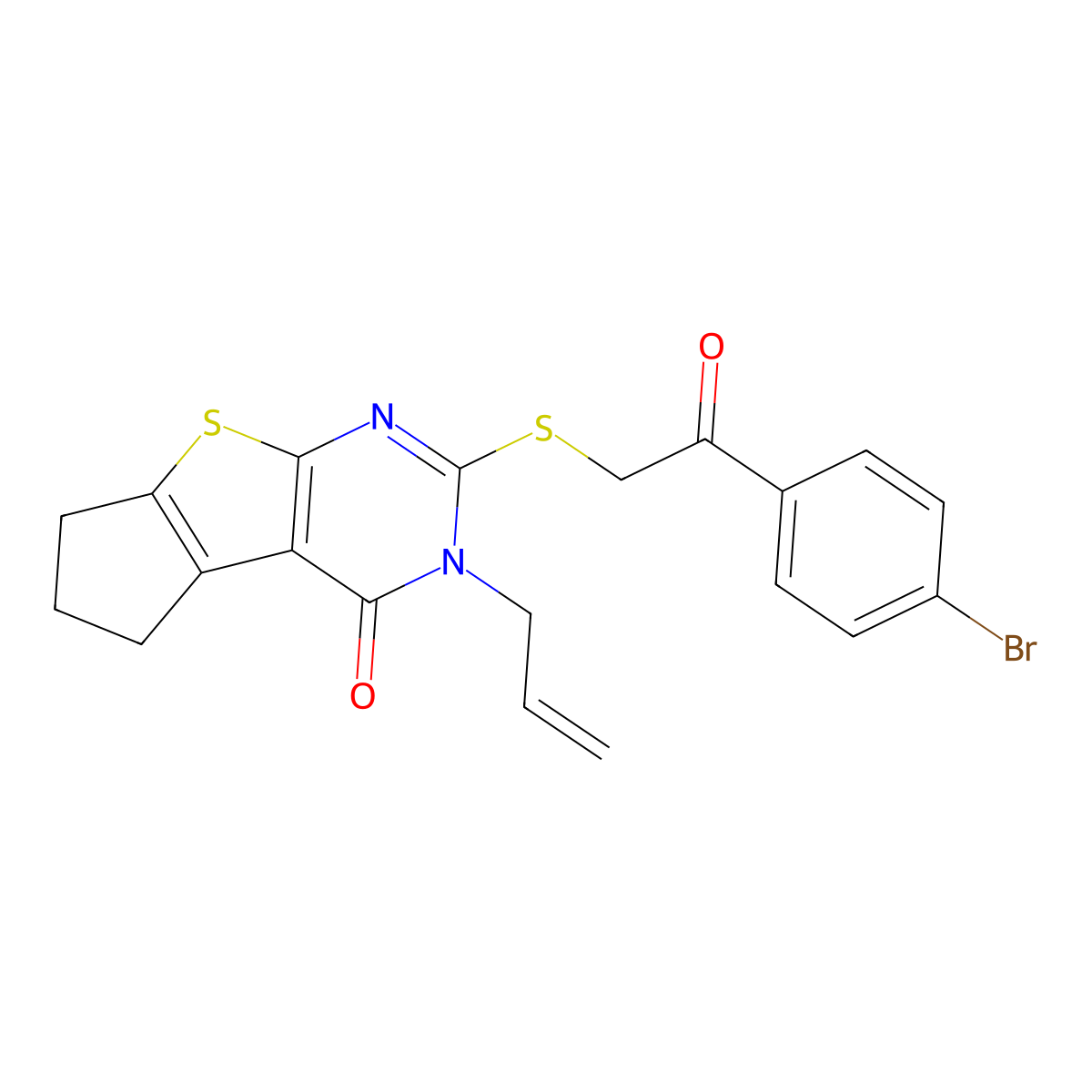 10-{[2-(4-Bromophenyl)-2-oxoethyl]sulfanyl}-11-(prop-2-en-1-yl)-7-thia-9,11-diazatricyclo[6.4.0.0^{2,6}]dodeca-1(8),2(6),9-trien-12-one molecular structure, CAS 351342-18-2