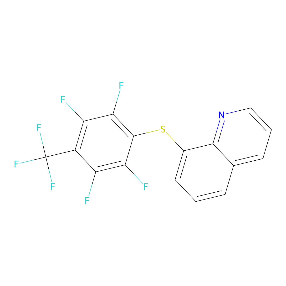8-[2,3,5,6-Tetrafluoro-4-(trifluoromethyl)phenyl]sulfanylquinoline molecular structure, CAS 351342-49-9