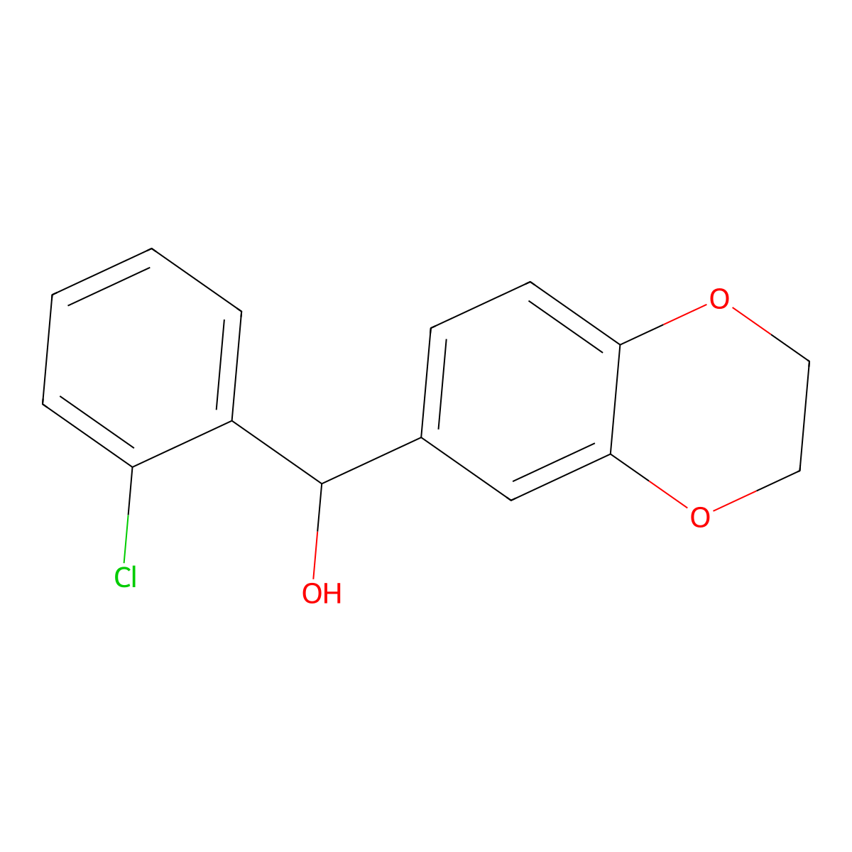 (2-Chlorophenyl)(2,3-dihydro-1,4-benzodioxin-6-yl)methanol molecular structure, CAS 351342-80-8