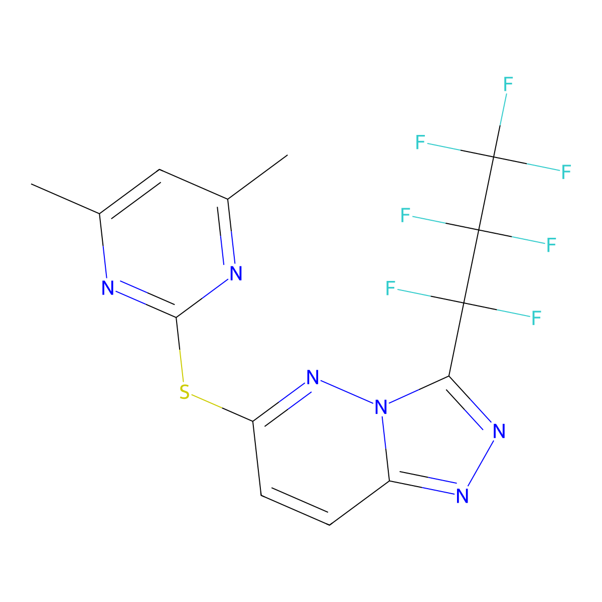 6-[(4,6-Dimethylpyrimidin-2-yl)sulfanyl]-3-(heptafluoropropyl)[1,2,4]triazolo[4,3-b]pyridazine molecular structure, CAS 351346-36-6