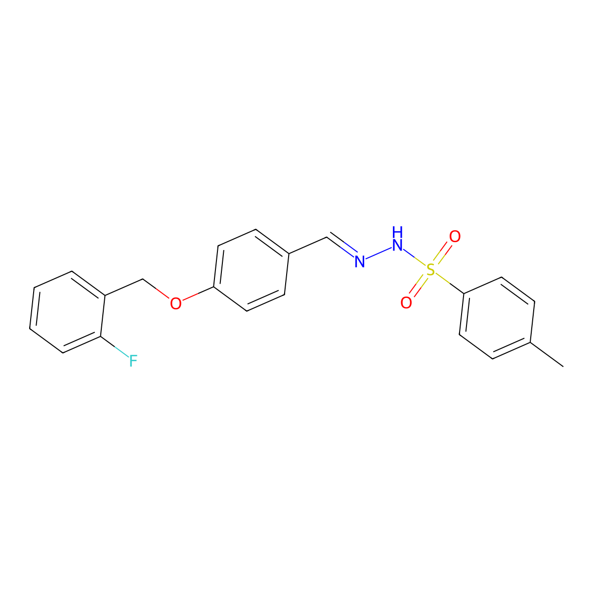 N-[(E)-[4-[(2-fluorophenyl)methoxy]phenyl]methylideneamino]-4-methylbenzenesulfonamide molecular structure, CAS 351349-86-5