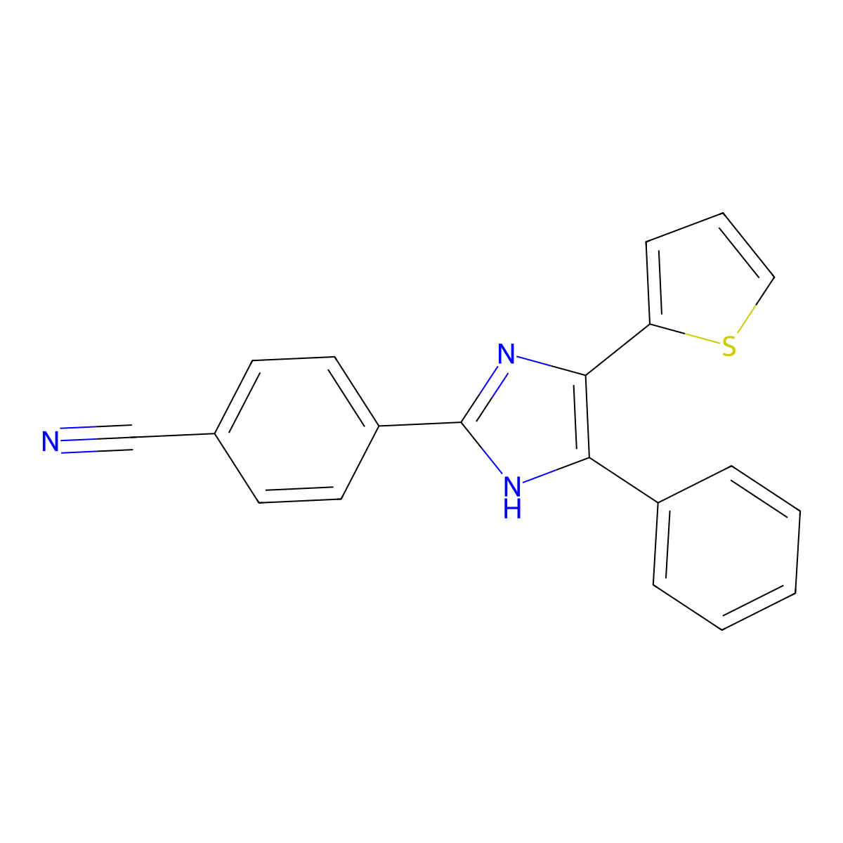 4-(4-phenyl-5-thiophen-2-yl-1H-imidazol-2-yl)benzonitrile molecular structure, CAS 351353-33-8