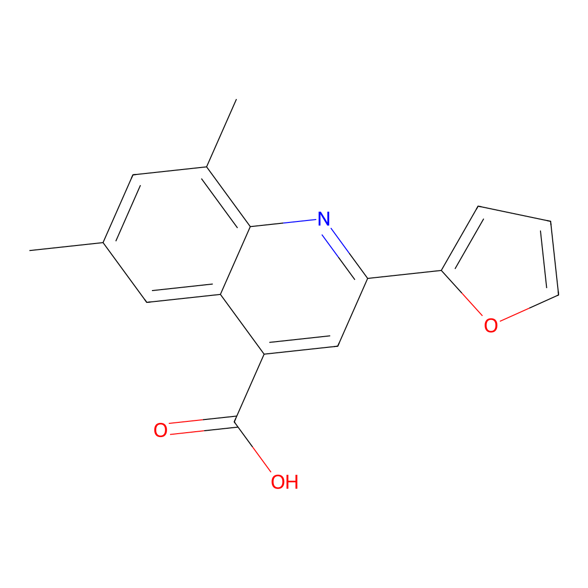 2-(2-Furyl)-6,8-dimethylquinoline-4-carboxylic acid molecular structure, CAS 351357-33-0