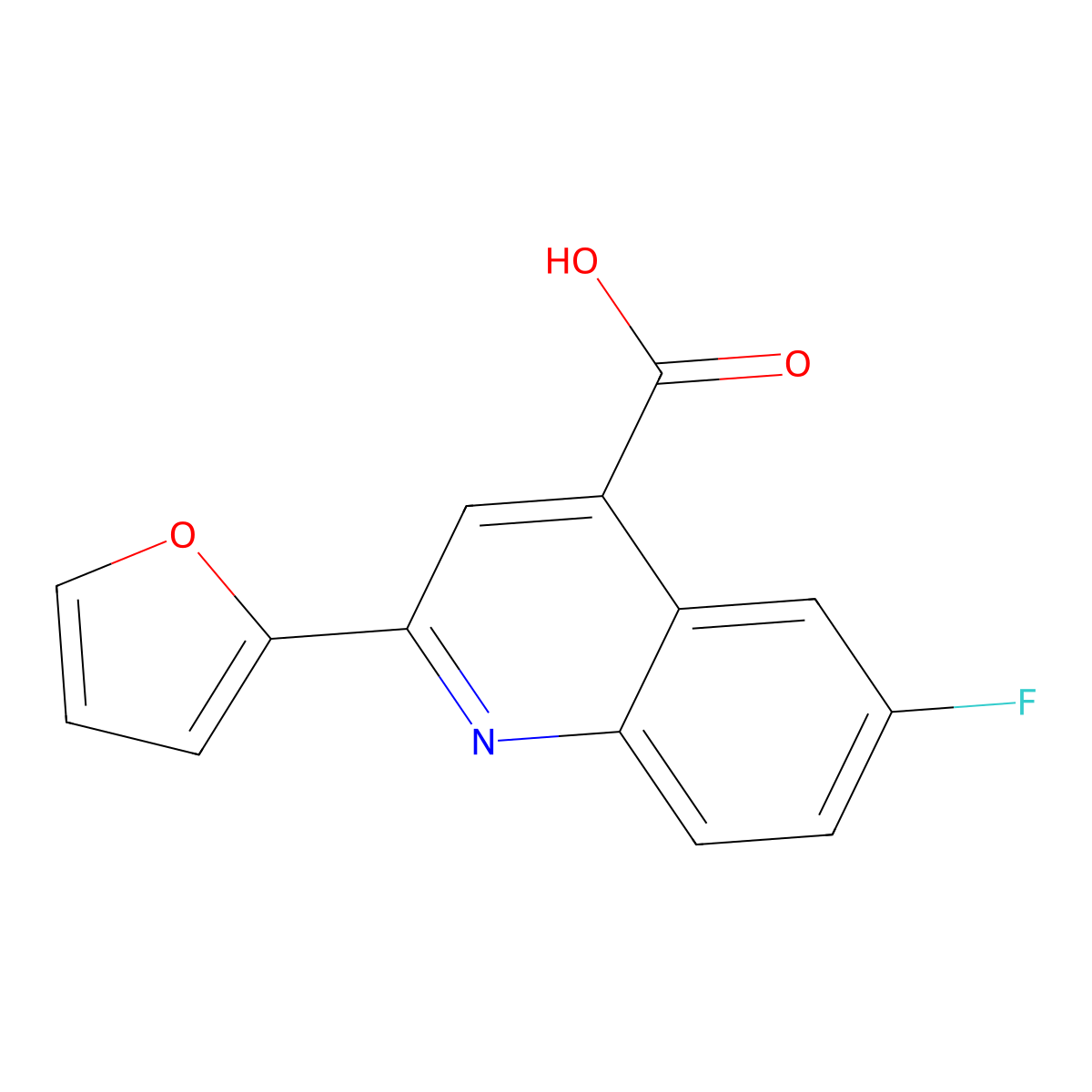 6-Fluoro-2-(2-furanyl)-4-quinolinecarboxylic acid molecular structure, CAS 351357-36-3