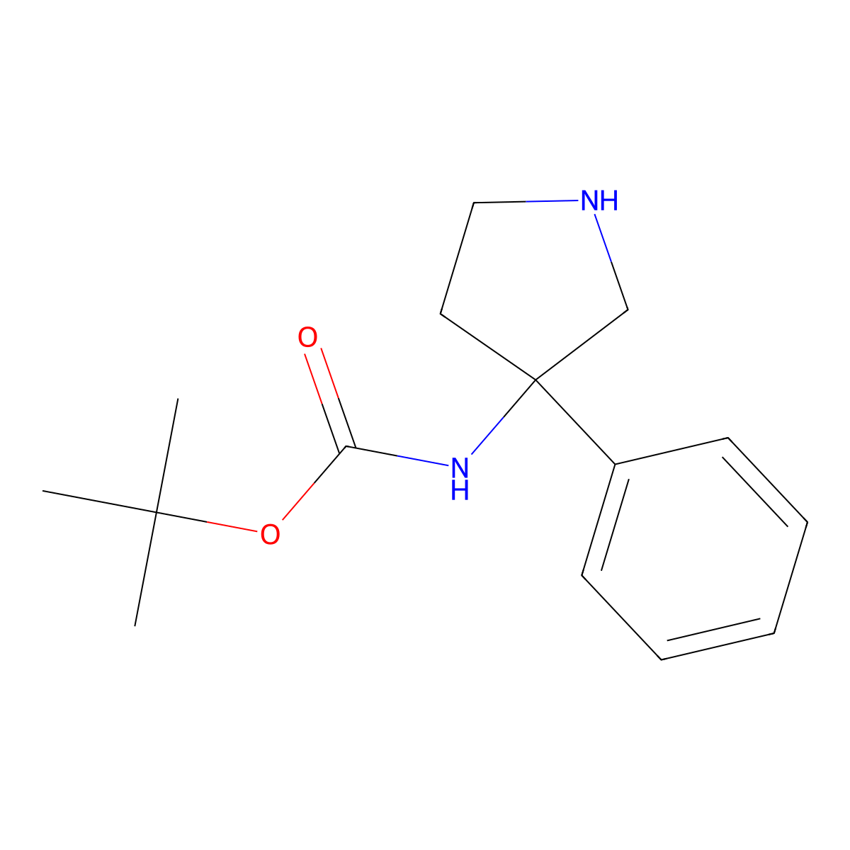 tert-butyl N-(3-phenylpyrrolidin-3-yl)carbamate molecular structure, CAS 351360-83-3