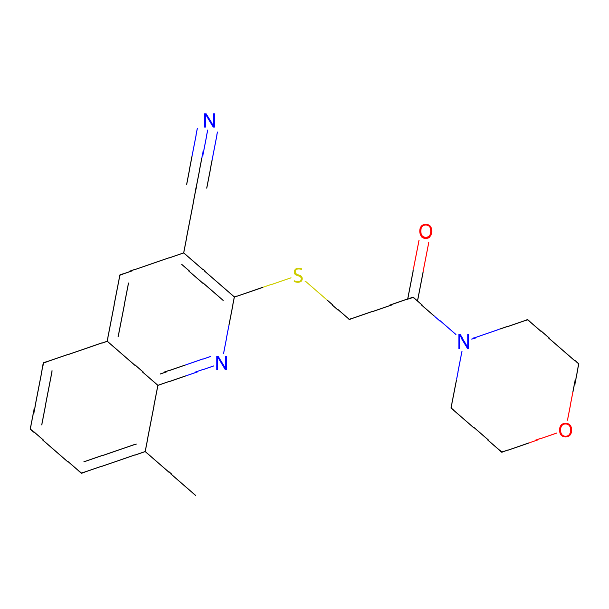 8-Methyl-2-[[2-(4-morpholinyl)-2-oxoethyl]thio]-3-quinolinecarbonitrile molecular structure, CAS 351360-84-4