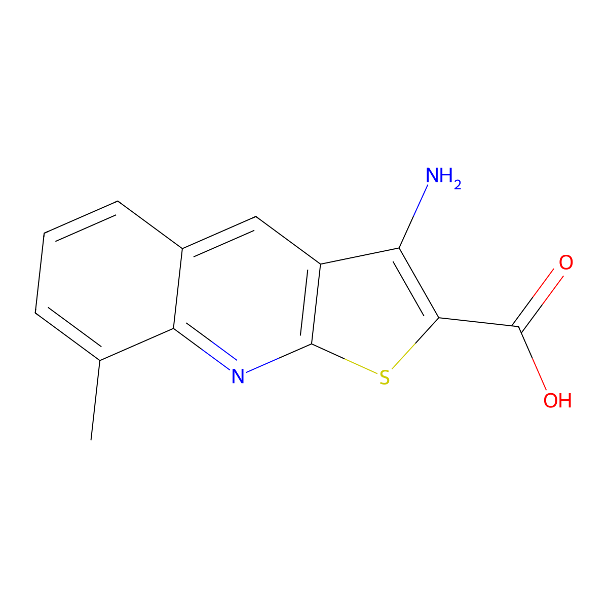 3-Amino-8-methylthieno[2,3-b]quinoline-2-carboxylic acid molecular structure, CAS 351361-81-4