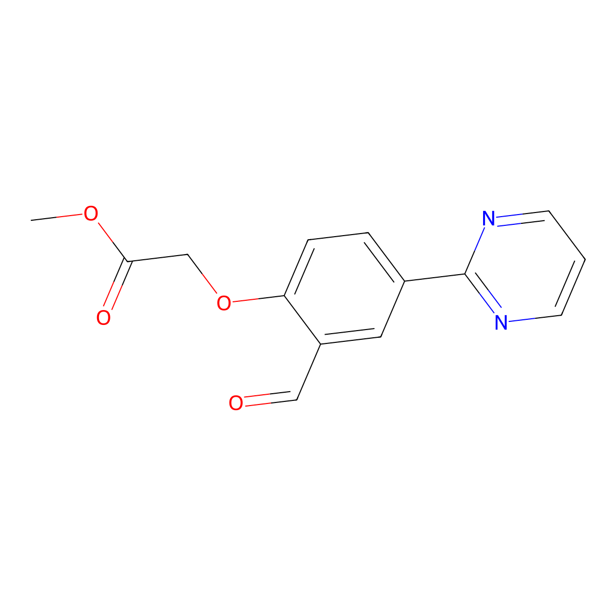 Methyl 2-(2-formyl-4-pyrimidin-2-ylphenoxy)acetate molecular structure, CAS 351365-86-1