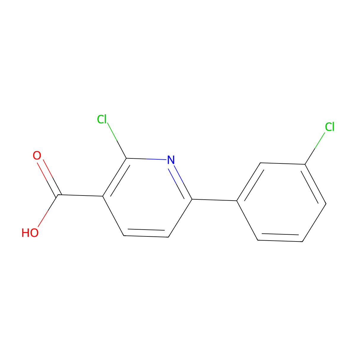 2-chloro-6-(3-chlorophenyl)pyridine-3-carboxylic Acid molecular structure, CAS 351365-93-0