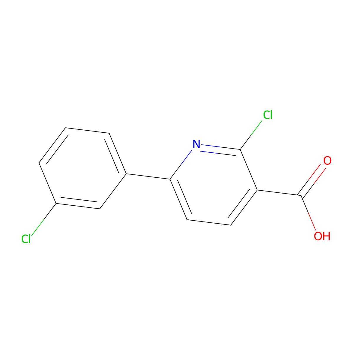 2-chloro-6-(3-chlorophenyl)pyridine-3-carboxylic Acid molecular structure, CAS 351365-93-0