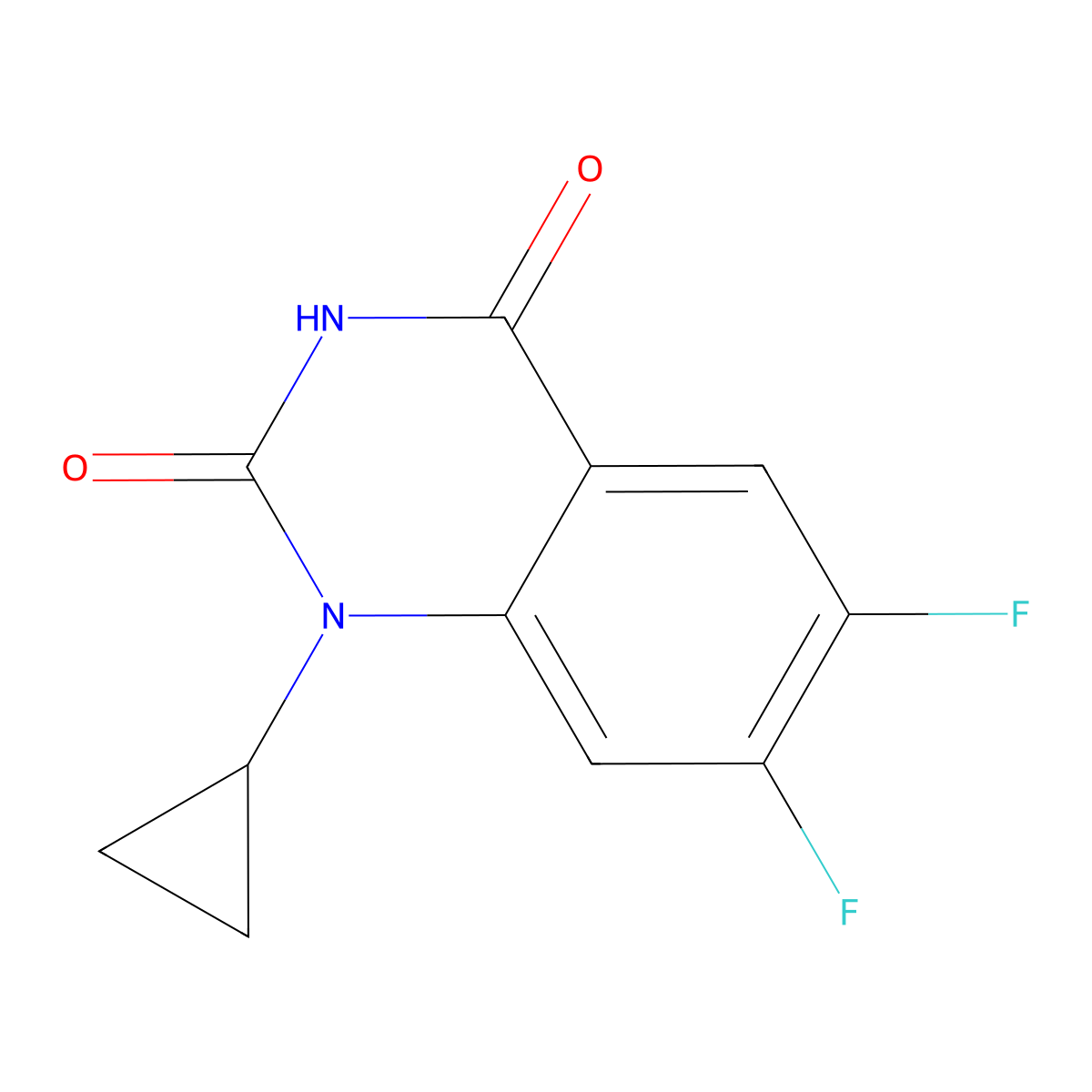 1-Cyclopropyl-6,7-difluoroquinazoline-2,4(1H,3H)-dione molecular structure, CAS 351367-81-2