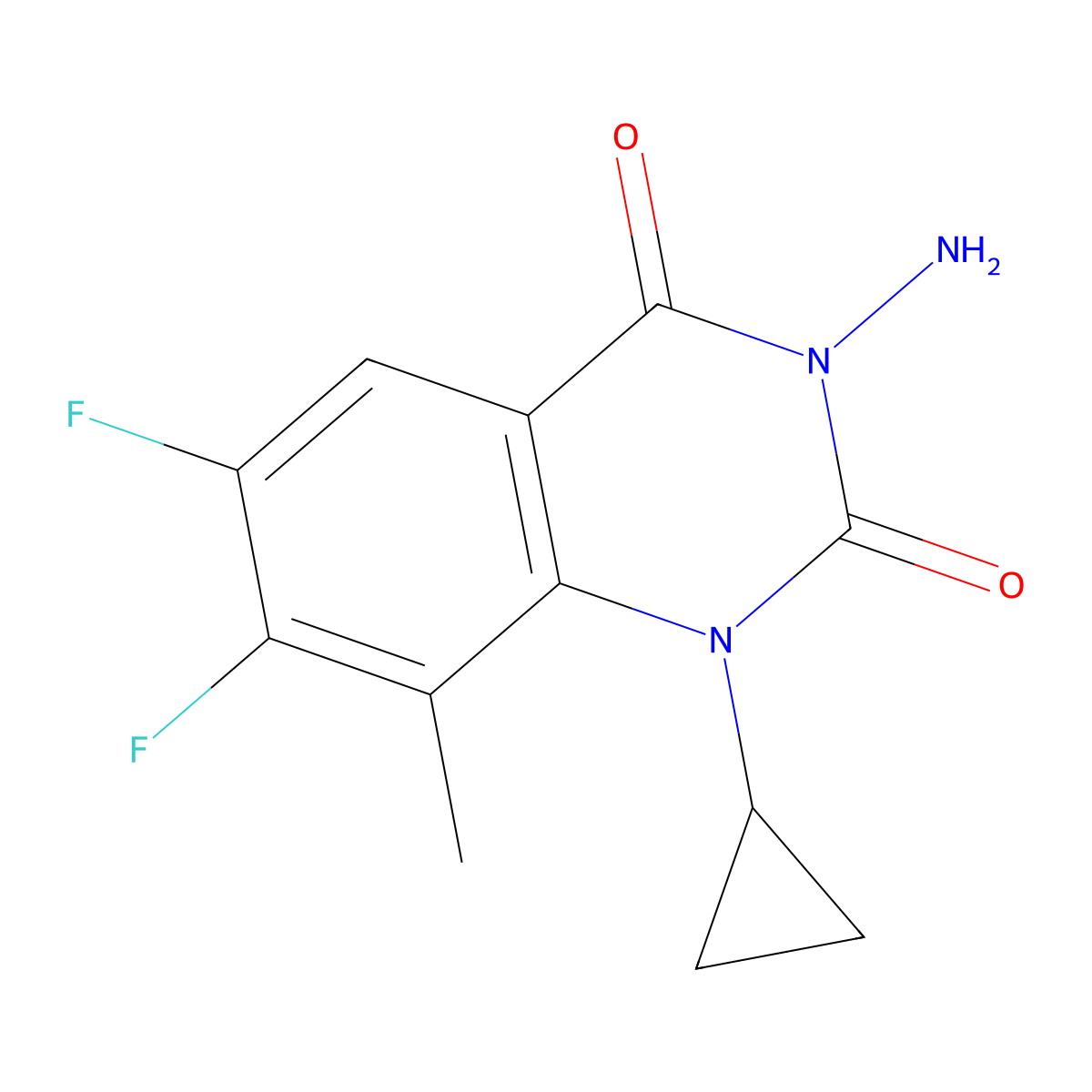 2,4(1H,3H)-Quinazolinedione, 3-amino-1-cyclopropyl-6,7-difluoro-8-methyl- molecular structure, CAS 351368-44-0
