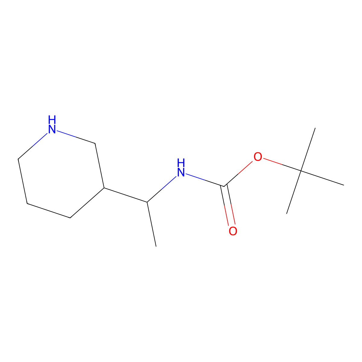 tert-butyl N-[1-(piperidin-3-yl)ethyl]carbamate molecular structure, CAS 351368-95-1