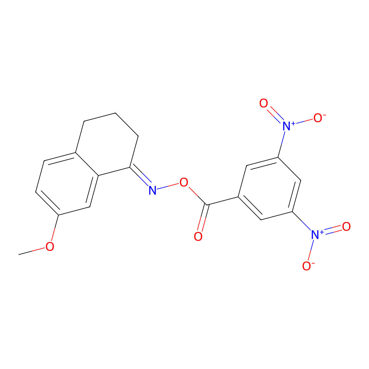 3,4-Dihydro-7-methoxy-1(2H)-naphthalenone O-(3,5-dinitrobenzoyl)oxime molecular structure, CAS 351368-96-2