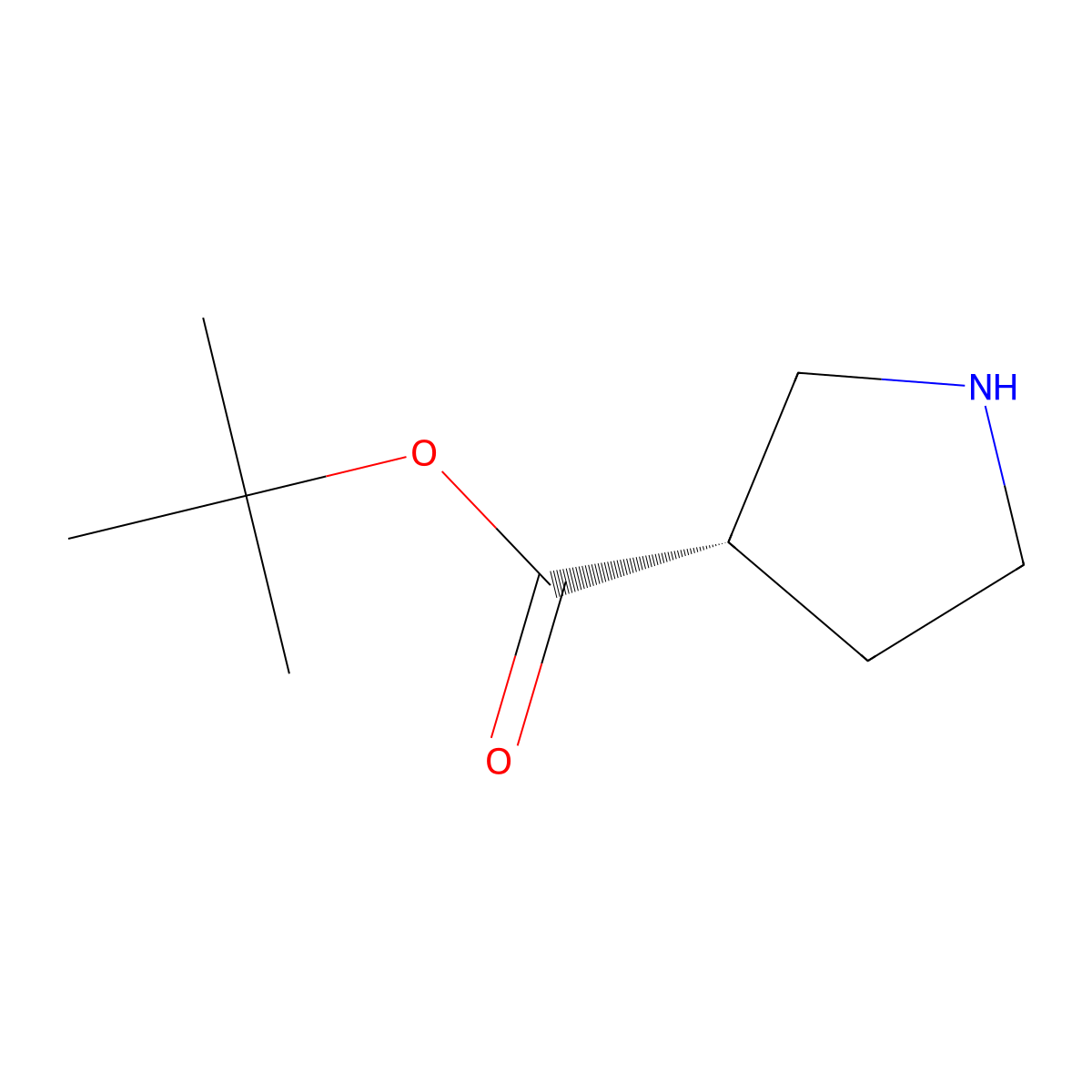 tert-butyl (3S)-pyrrolidine-3-carboxylate molecular structure, CAS 351369-16-9