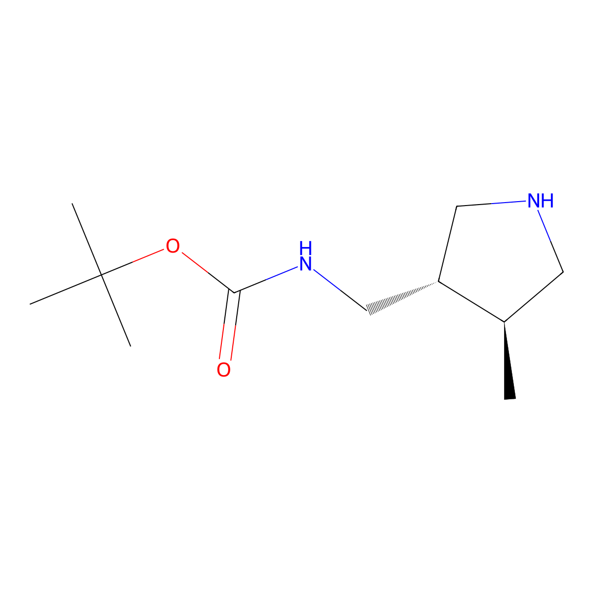 rac-tert-butyl N-{[(3R,4R)-4-methylpyrrolidin-3-yl]methyl}carbamate molecular structure, CAS 351369-20-5