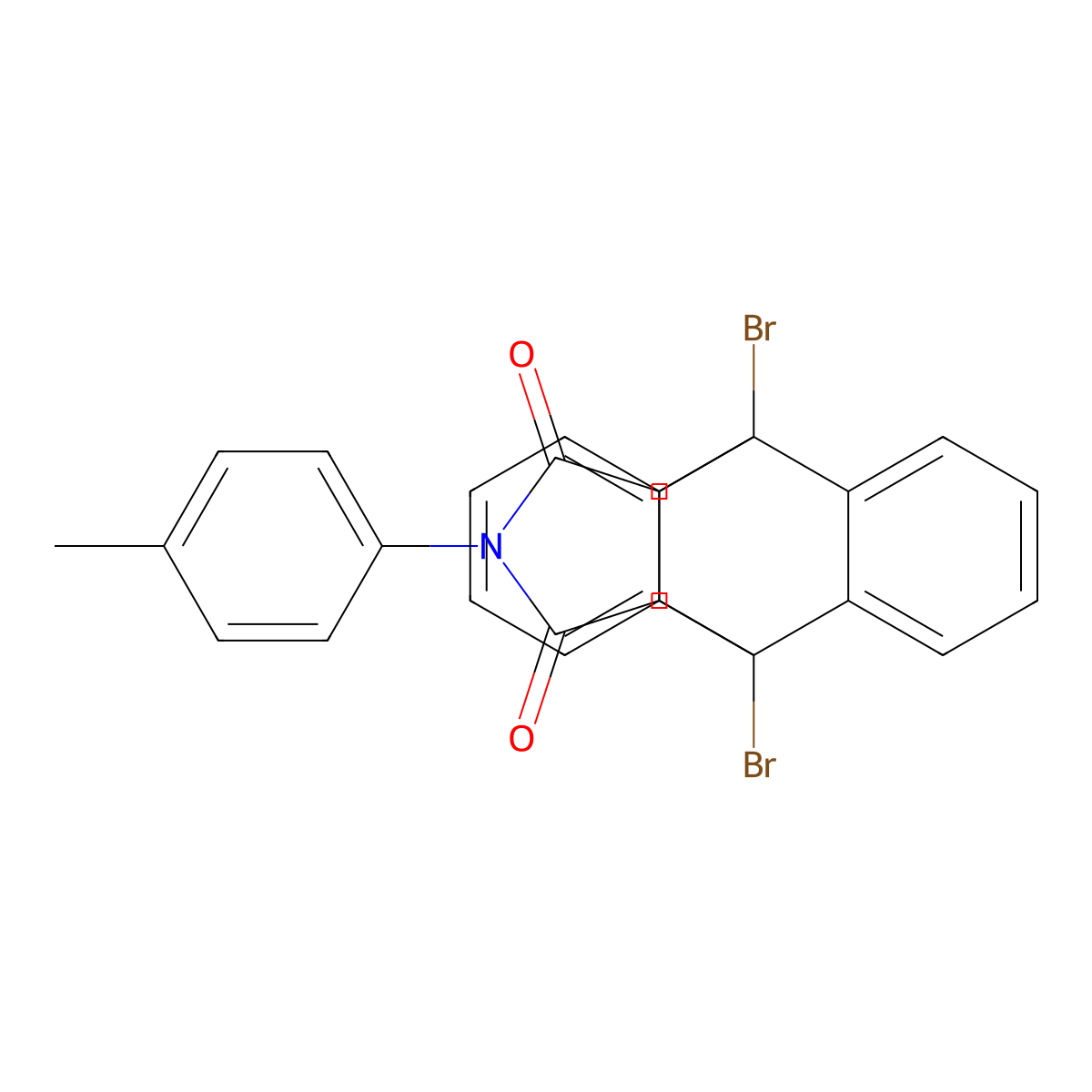 1,8-Dibromo-17-(4-methylphenyl)-17-azapentacyclo[6.6.5.0~2,7~.0~9,14~.0~15,19~]nonadeca-2,4,6,9,11,13-hexaene-16,18-dione (non-preferred name) molecular structure, CAS 351371-16-9