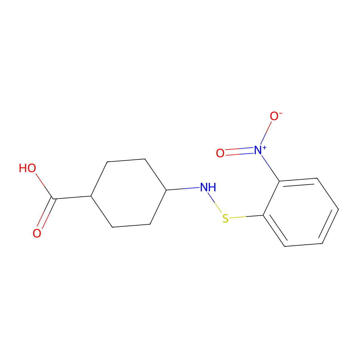 4-(((2-Nitrophenyl)thio)amino)cyclohexanecarboxylic acid molecular structure, CAS 351373-33-6