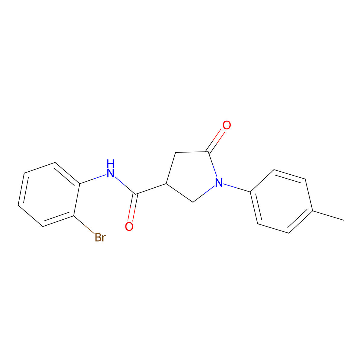 N-(2-bromophenyl)-1-(4-methylphenyl)-5-oxopyrrolidine-3-carboxamide molecular structure, CAS 351374-41-9