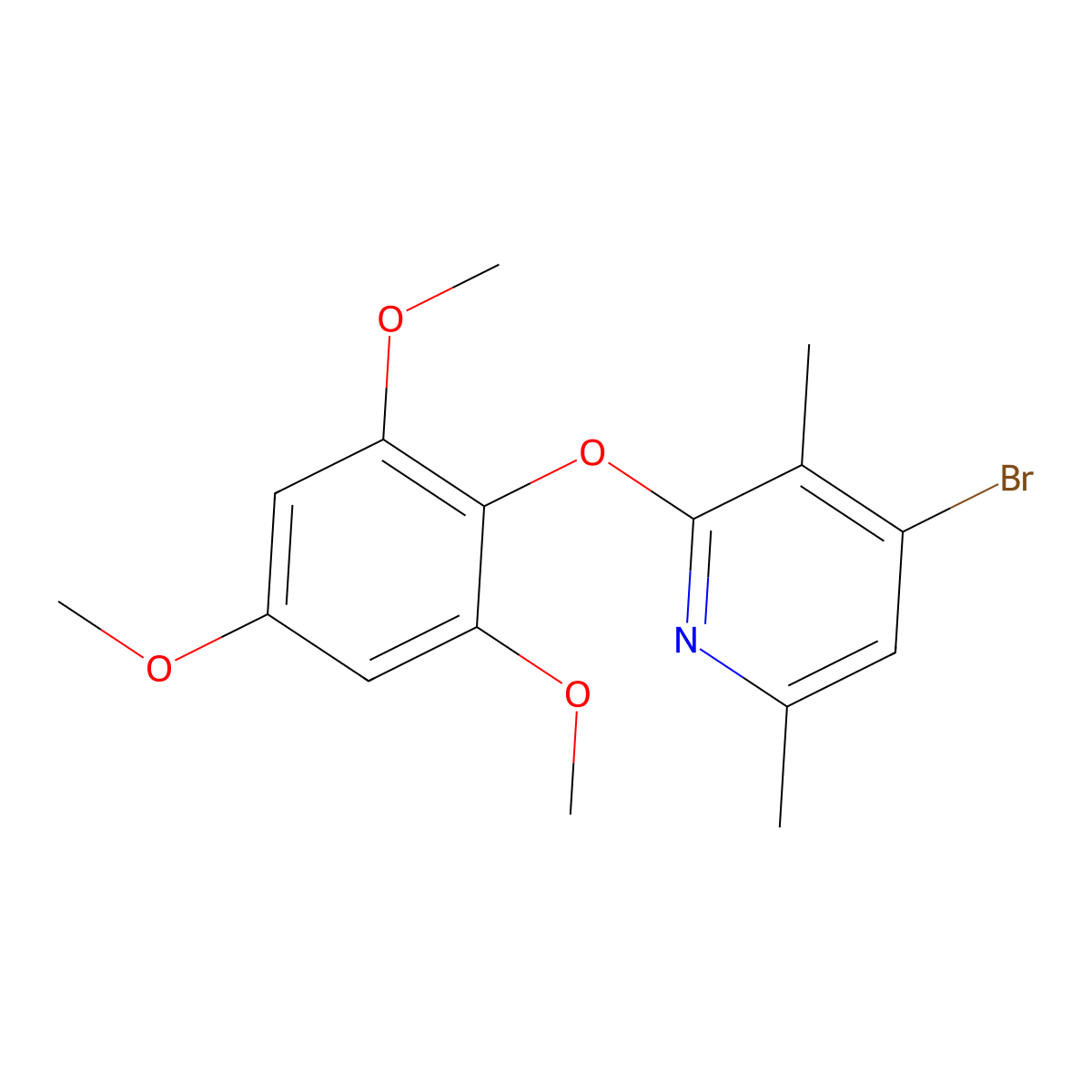 4-Bromo-3,6-dimethyl-2-(2,4,6-trimethoxyphenoxy)pyridine molecular structure, CAS 351382-79-1