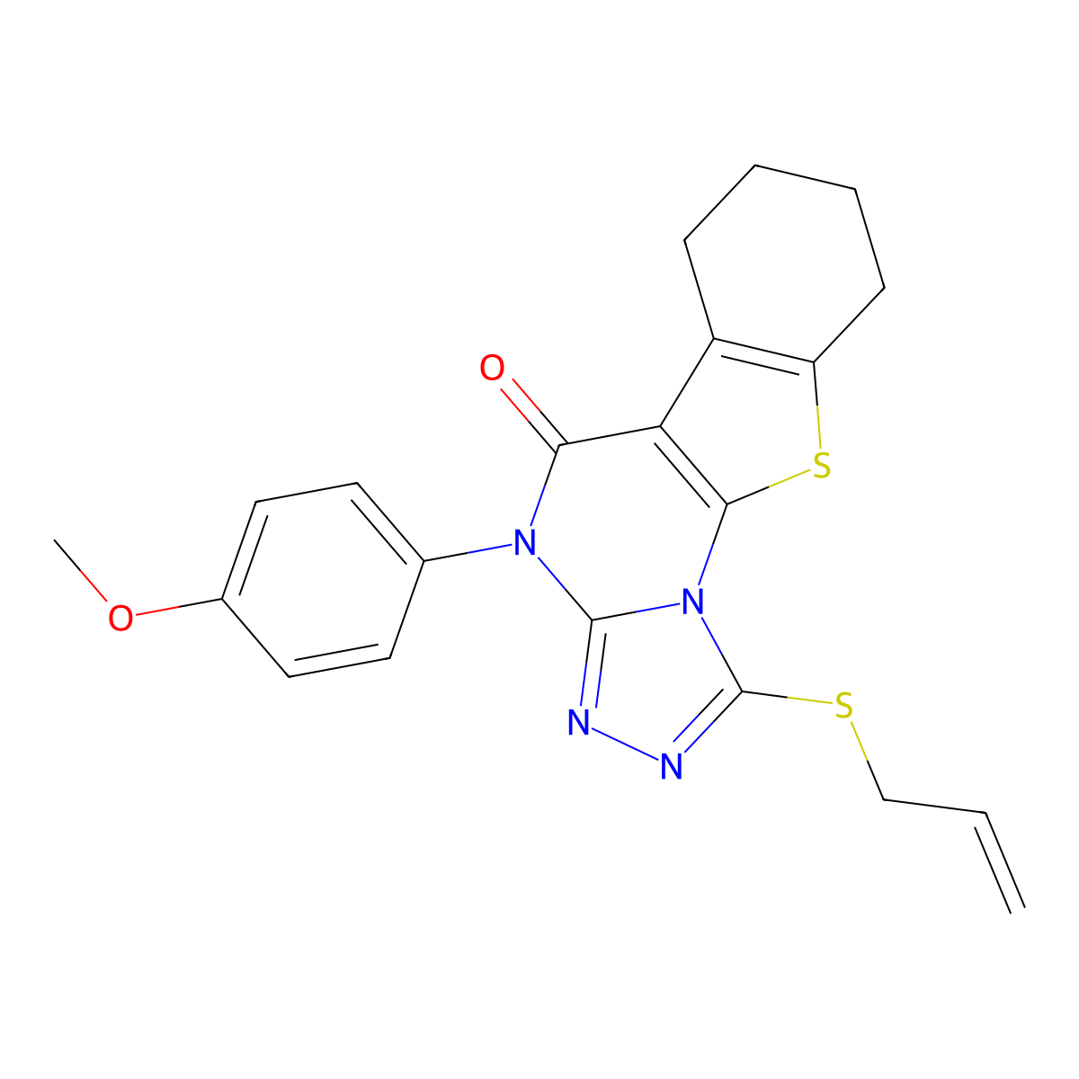 1-(allylthio)-4-(4-methoxyphenyl)-6,7,8,9-tetrahydrobenzo[4,5]thieno[3,2-e][1,2,4]triazolo[4,3-a]pyrimidin-5(4H)-one molecular structure, CAS 351385-47-2
