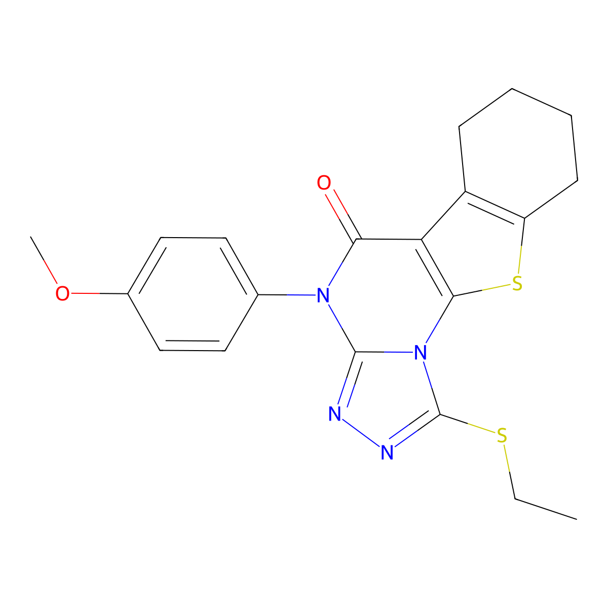 1-(ethylsulfanyl)-4-(4-methoxyphenyl)-6,7,8,9-tetrahydro[1]benzothieno[3,2-e][1,2,4]triazolo[4,3-a]pyrimidin-5(4H)-one molecular structure, CAS 351385-63-2