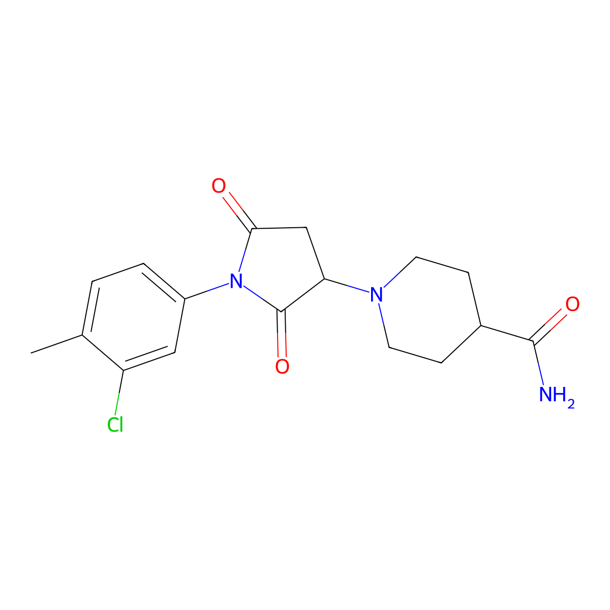 1-[1-(3-Chloro-4-methylphenyl)-2,5-dioxopyrrolidin-3-yl]piperidine-4-carboxamide molecular structure, CAS 351385-97-2