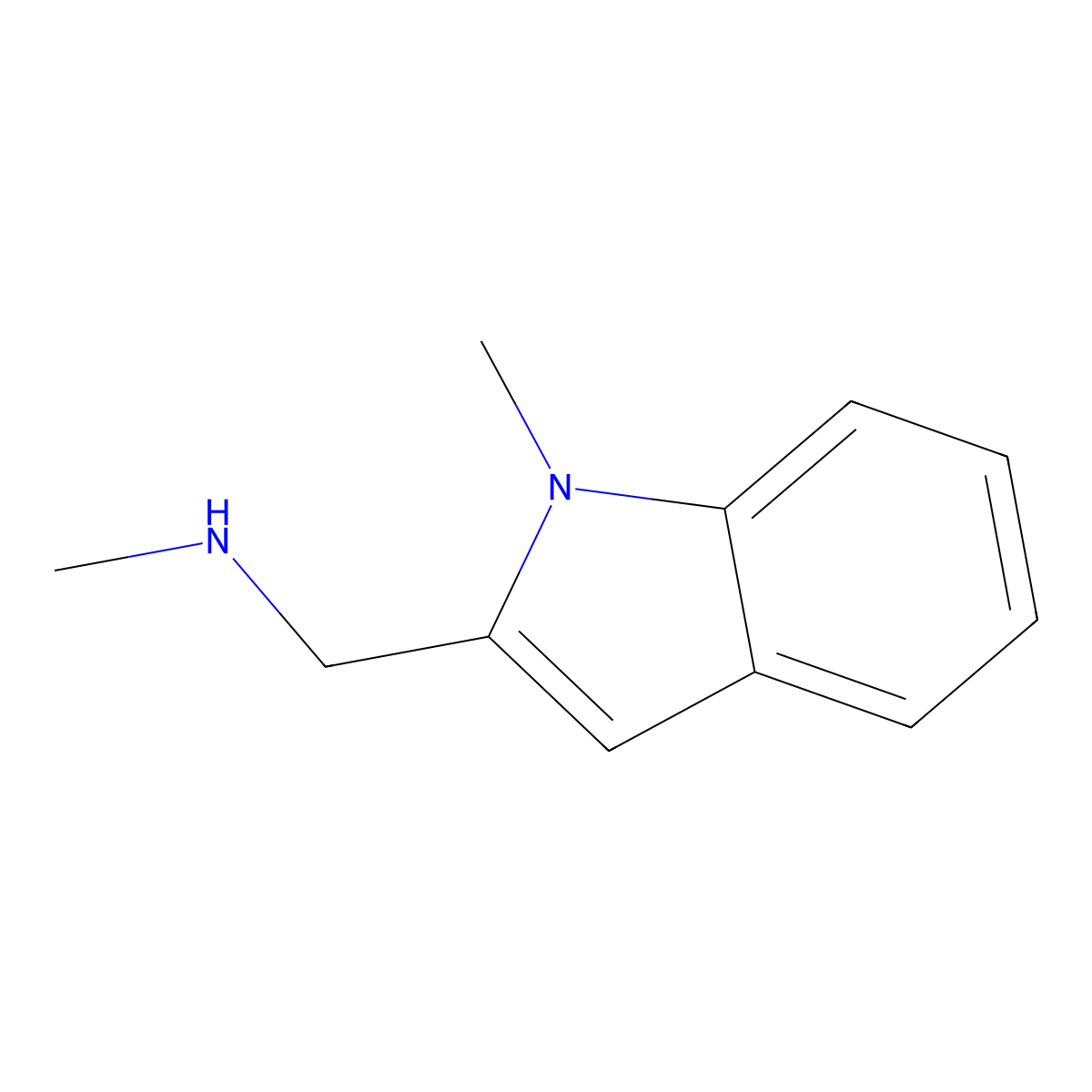 methyl((1-methyl-1H-indol-2-yl)methyl)amine molecular structure, CAS 3514-15-6