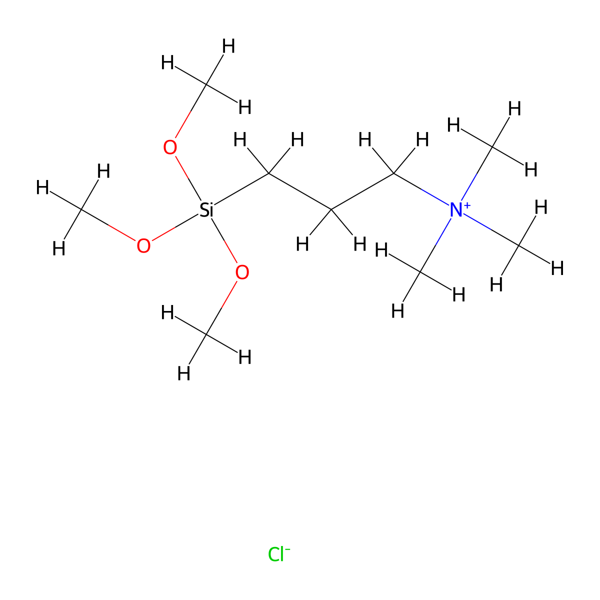 Trimethoxysilylpropyl-N,N,N-trimethylammonium chloride molecular structure, CAS 35141-36-7