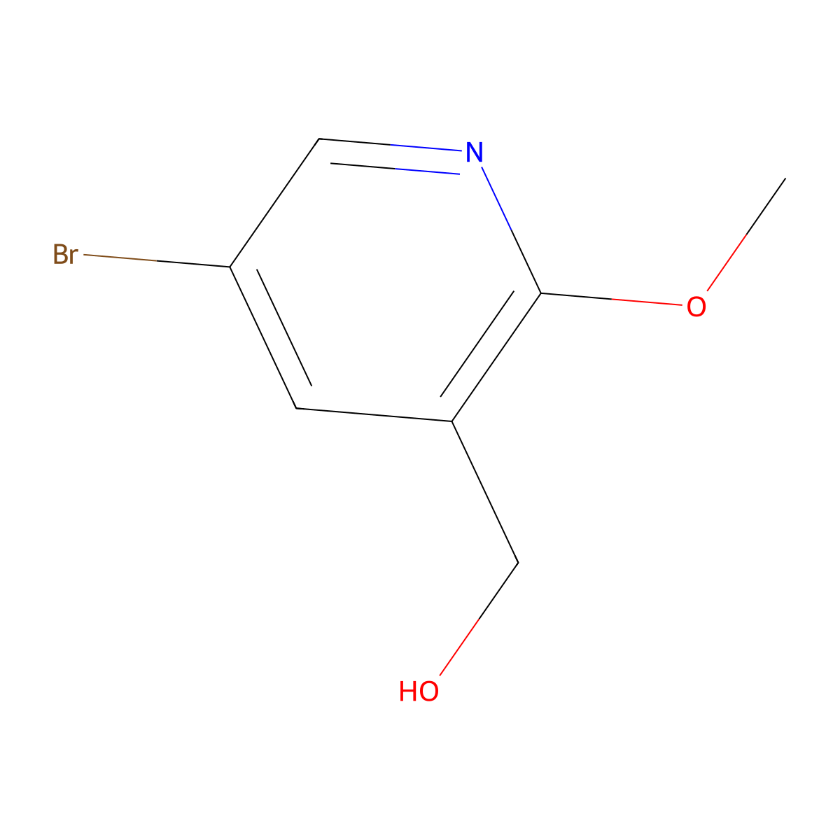 (5-Bromo-2-methoxypyridin-3-yl)methanol molecular structure, CAS 351410-47-4