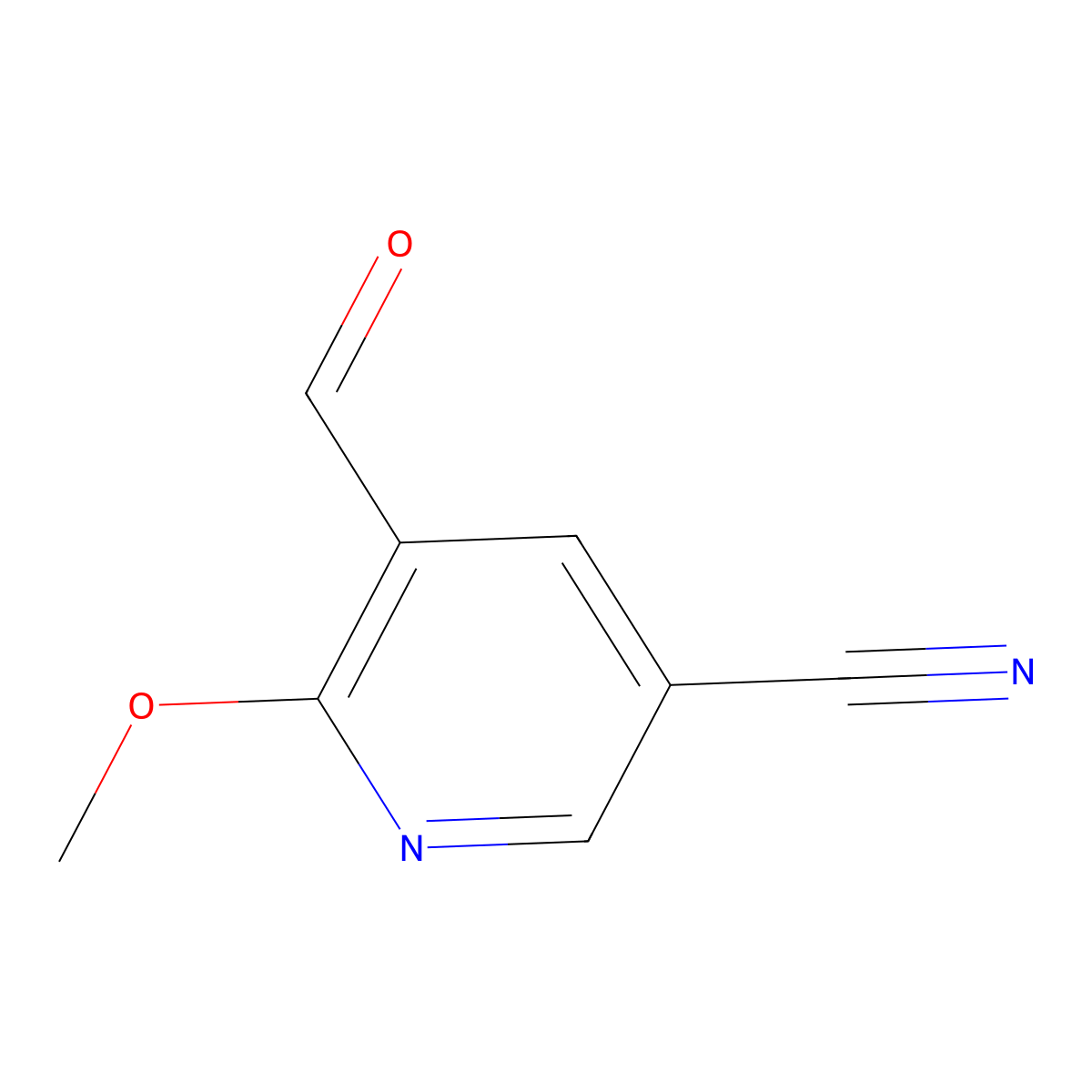 3-Pyridinecarbonitrile, 5-formyl-6-methoxy- molecular structure, CAS 351410-63-4