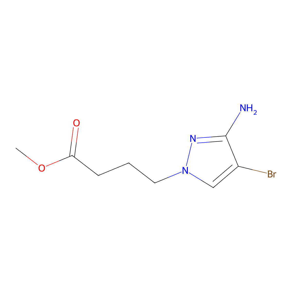 Methyl 4-(3-amino-4-bromo-1h-pyrazol-1-yl)butanoate molecular structure, CAS 351411-91-1