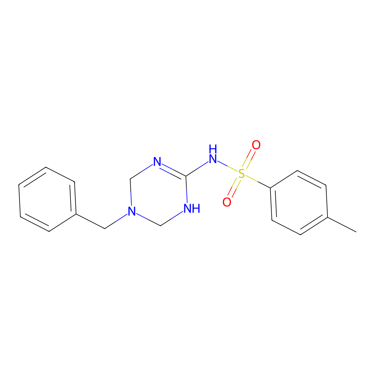 N-(5-benzyl-1,4,5,6-tetrahydro-1,3,5-triazin-2-yl)-4-methylbenzenesulfonamide molecular structure, CAS 351417-61-3