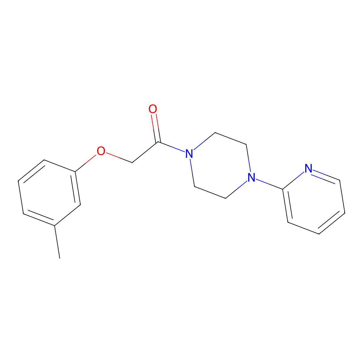 2-(3-Methylphenoxy)-1-(4-pyridin-2-ylpiperazin-1-yl)ethanone molecular structure, CAS 351418-78-5