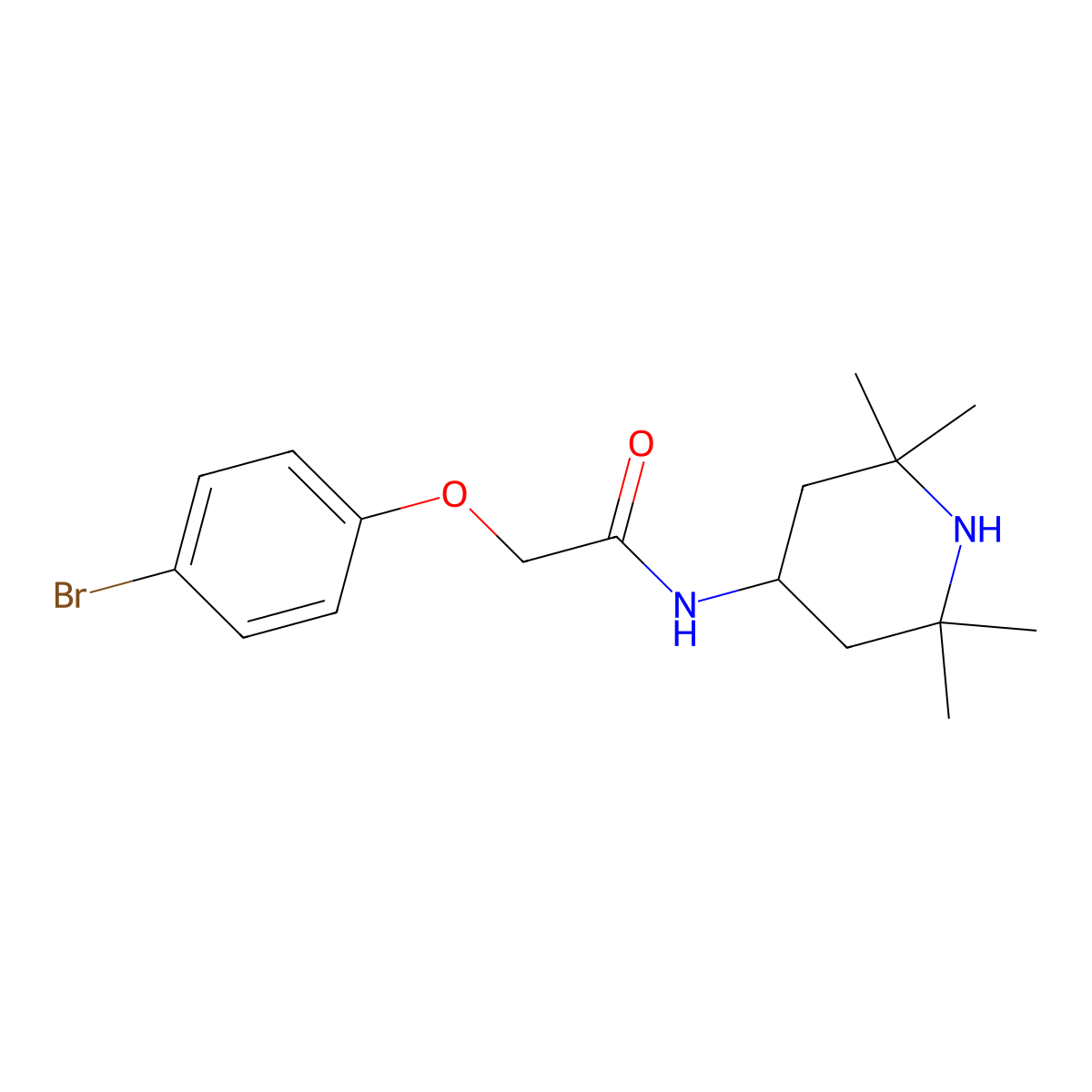 2-(4-bromophenoxy)-N-(2,2,6,6-tetramethylpiperidin-4-yl)acetamide molecular structure, CAS 351418-89-8