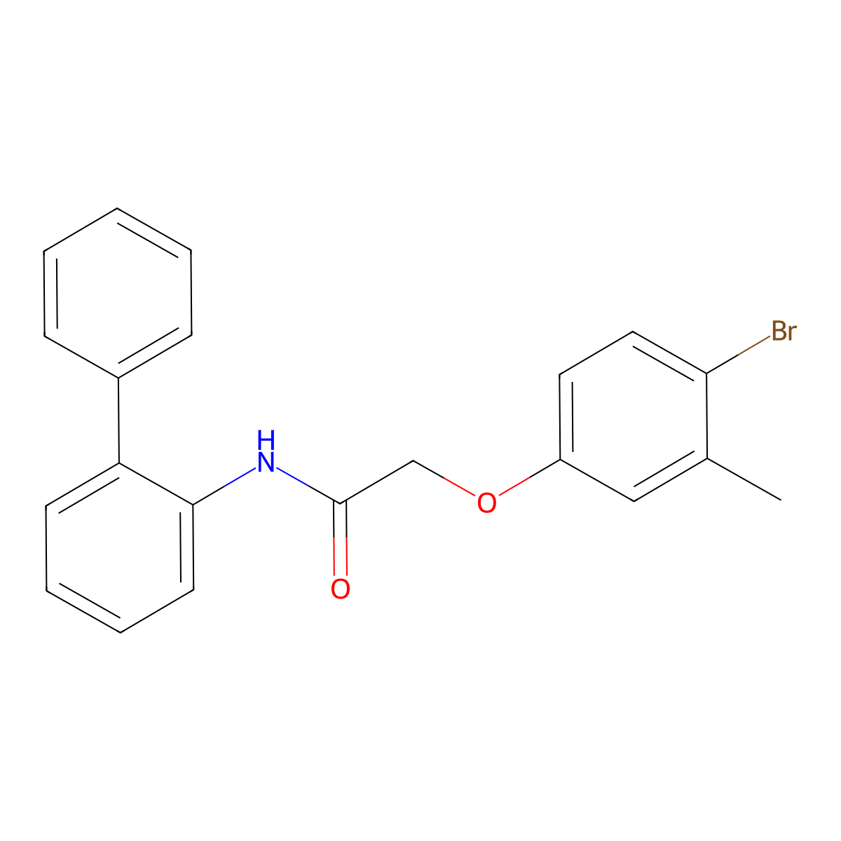 2-(4-bromo-3-methylphenoxy)-N-(2-phenylphenyl)acetamide molecular structure, CAS 351418-99-0