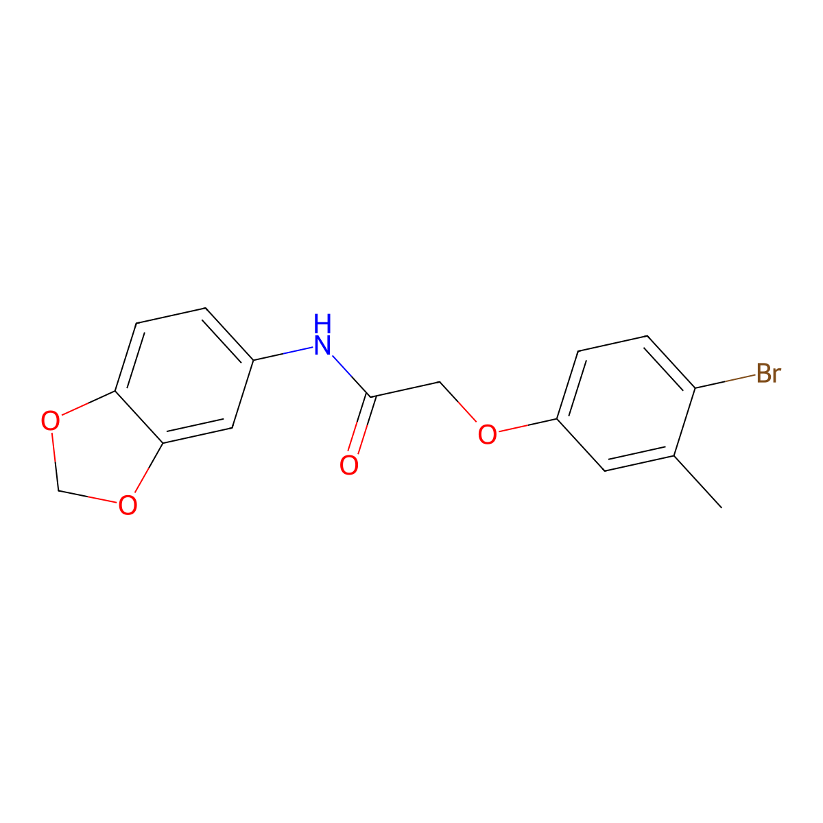 N-(1,3-benzodioxol-5-yl)-2-(4-bromo-3-methylphenoxy)acetamide molecular structure, CAS 351419-00-6