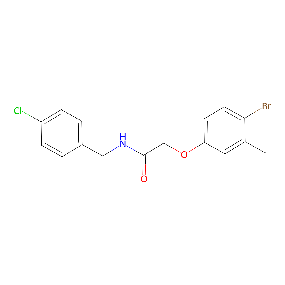 2-(4-bromo-3-methylphenoxy)-N-[(4-chlorophenyl)methyl]acetamide molecular structure, CAS 351419-05-1