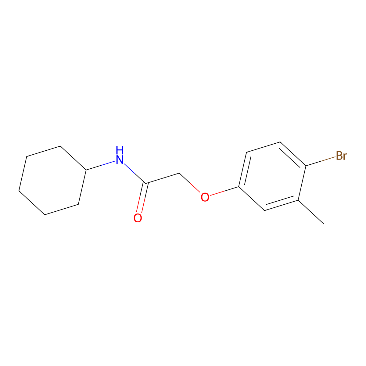 2-(4-bromo-3-methylphenoxy)-N-cyclohexylacetamide molecular structure, CAS 351419-08-4